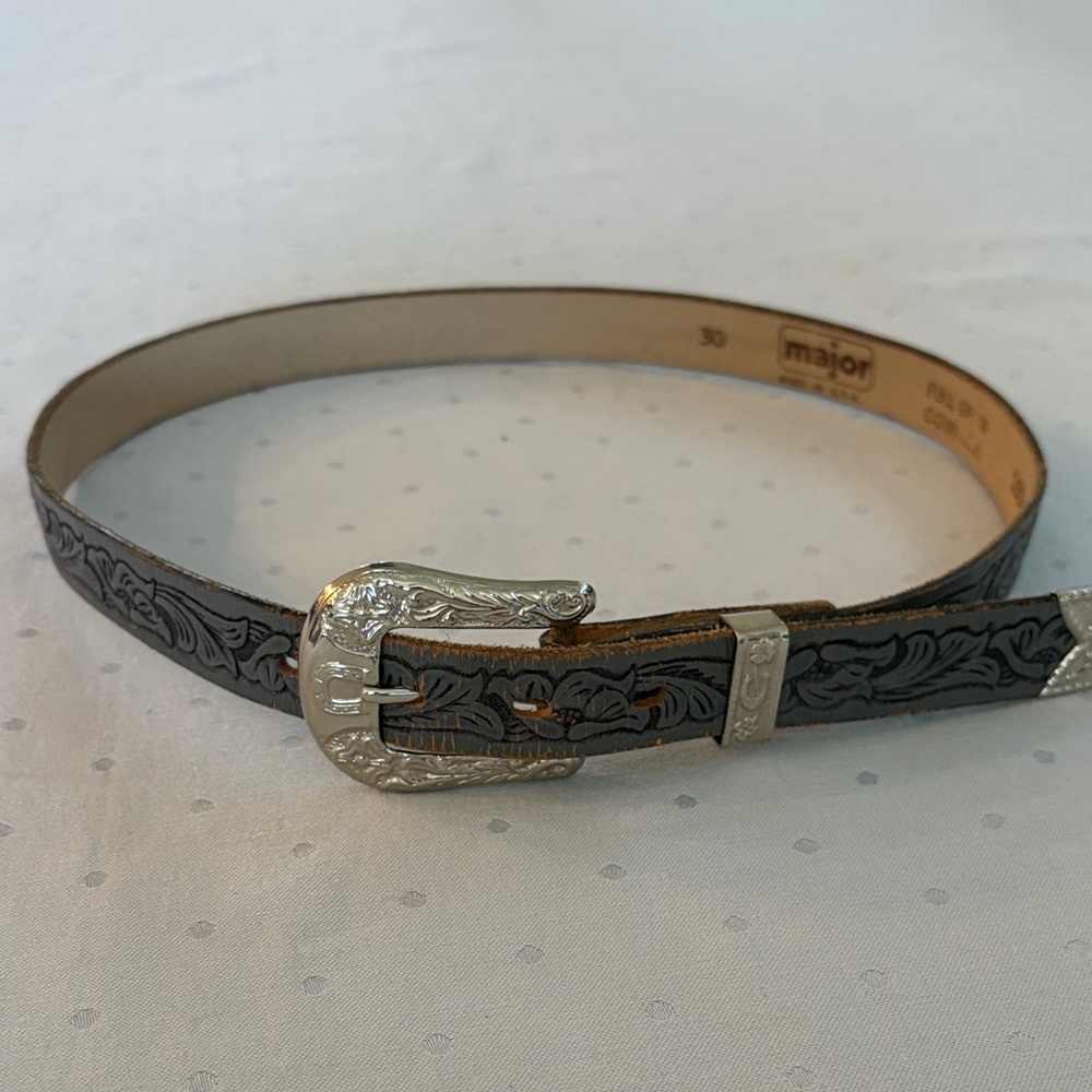 Major Grey Leather Belt